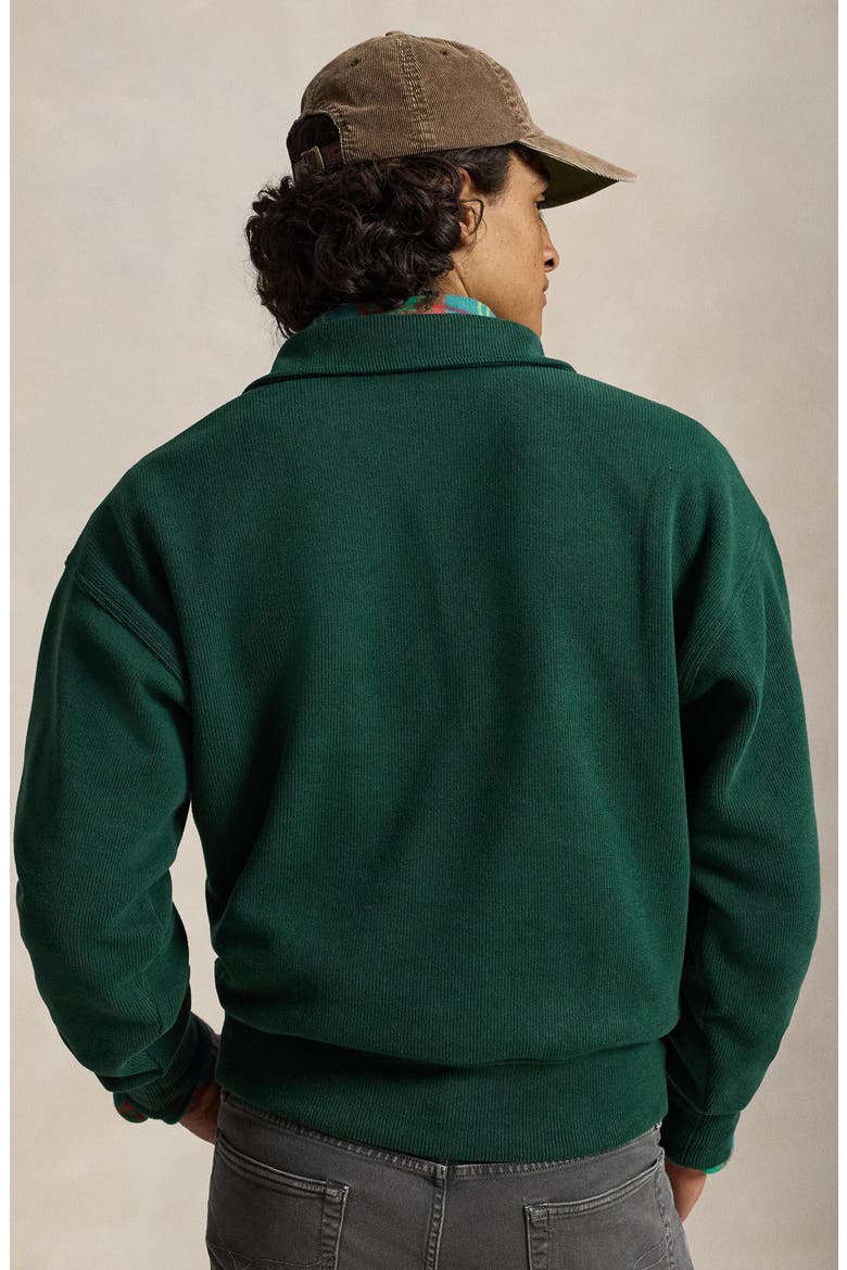 Sueded Heritage Rib Knit Button Pullover, Alternate, color, GREEN