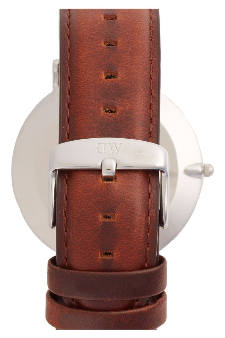 'Classic St. Mawes' Leather Strap Watch, 40mm, Alternate, color, BROWN/ SILVER