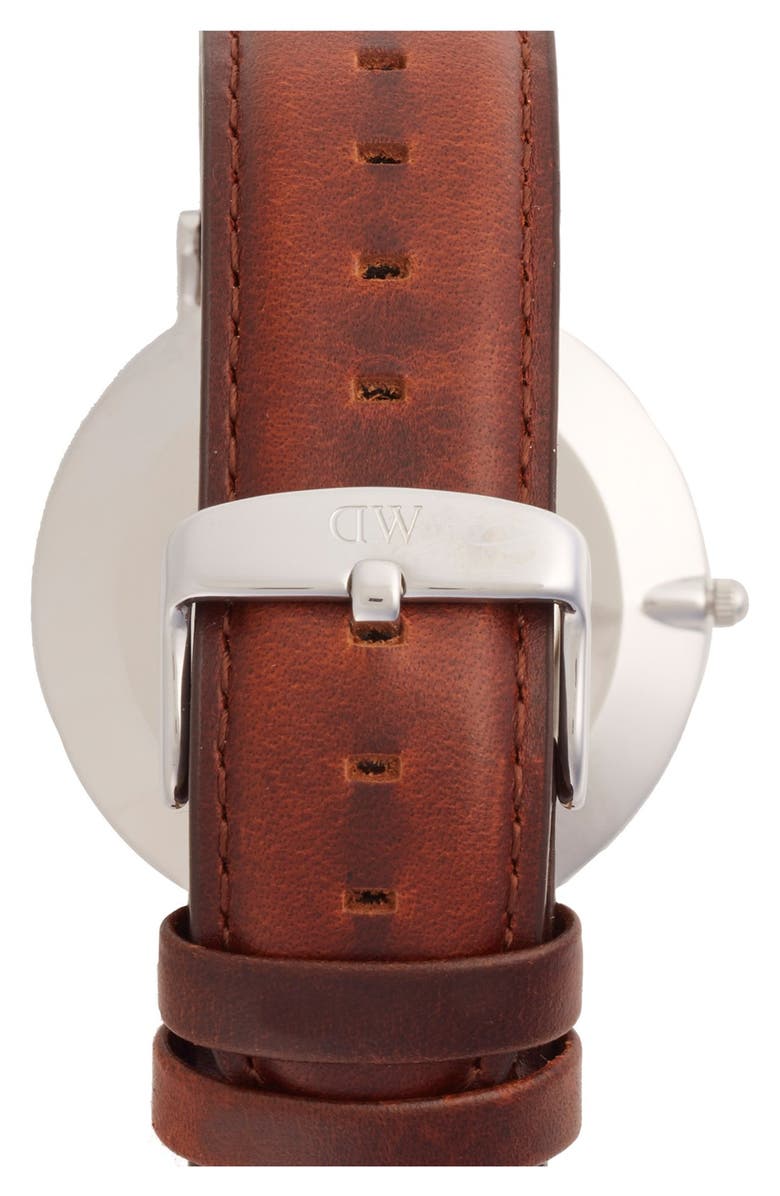 Daniel Wellington 'Classic St. Mawes' Leather Strap Watch, 40mm, Alternate, color, Brown/ Silver