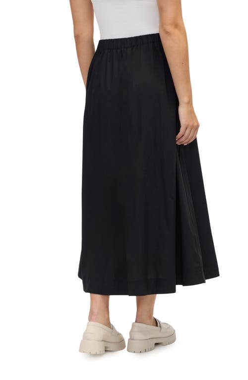 Shop Ellen Tracy Cotton Poplin Midi Skirt In Black