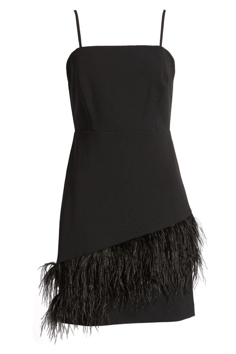 Feather Minidress, Alternate, color, BLACK