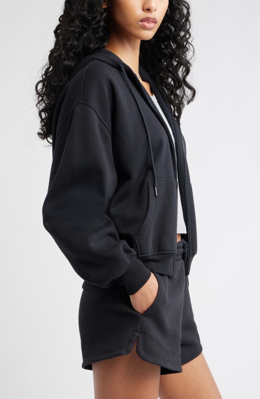 Relaxed Cotton Blend Zip Hoodie