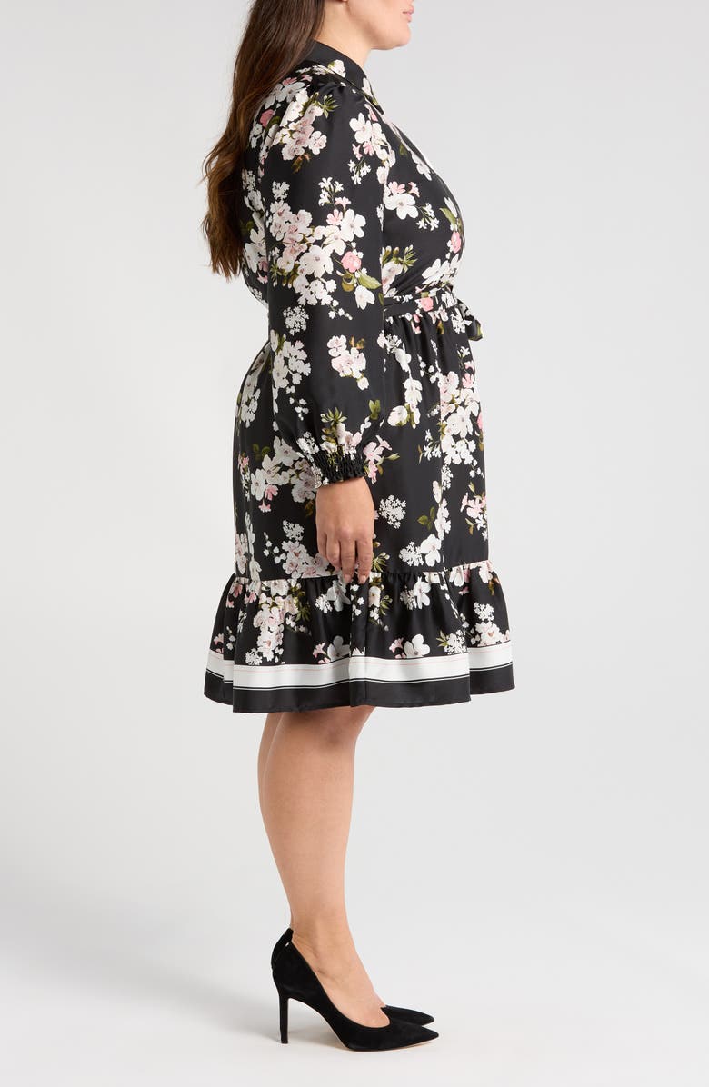 Anne Klein Floral Print Long Sleeve Shirtdress, Alternate, color, 