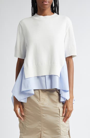 ■sacai■サカイ■Mixed Media Poplin & Knit Top■ニット Sacai Mixed Media Poplin & Knit Top | Nordstrom