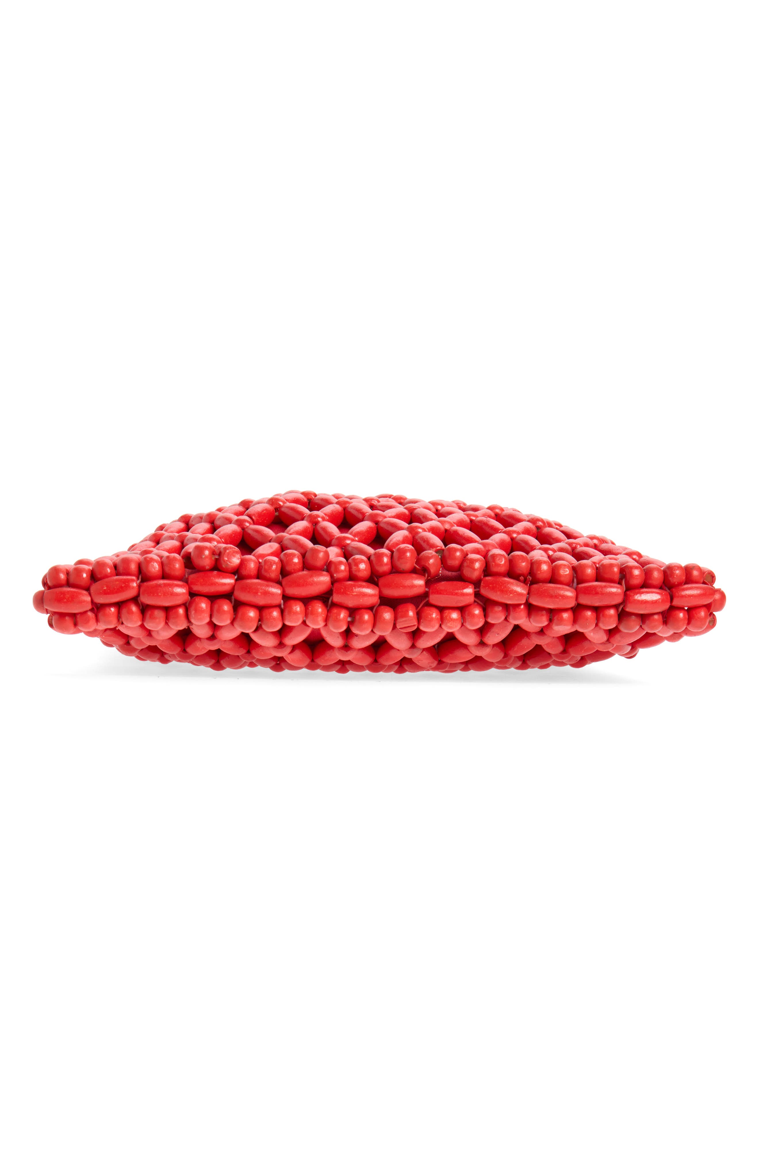Karla Wood Beaded Shoulder Bag, Alternate, color, RED ROSE