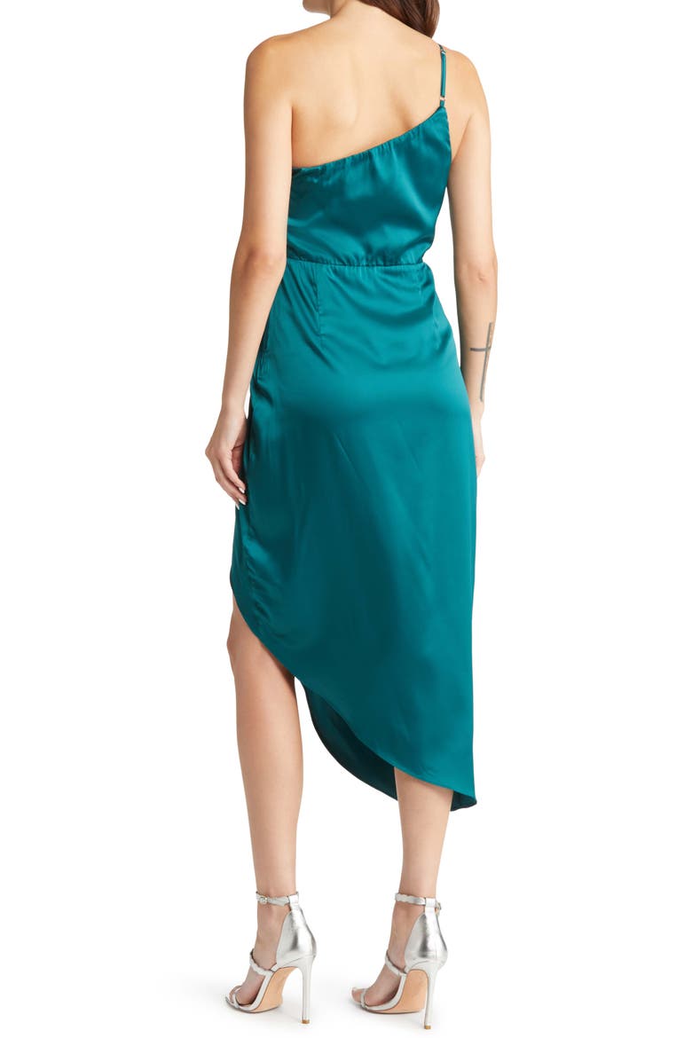 Law of Attraction On-Shoulder Satin Cocktail Dress, Alternate, color, EMERALD GREEN
