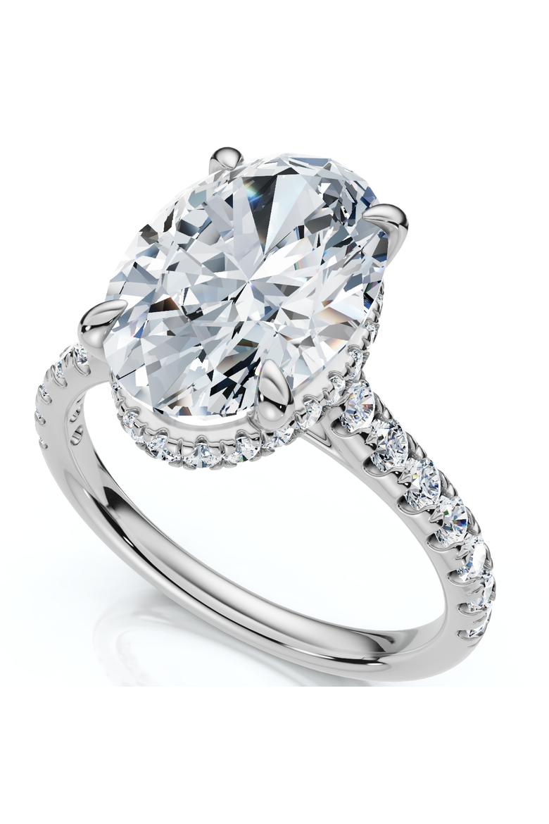 GIA Certified 3.69Ct Oval Hidden Halo Diamond Engagement Ring 14k Gold, Alternate, color, 14k White Gold