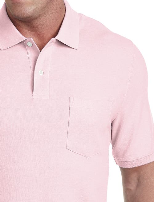 Harbor Bay By Dxl Big & Tall Pocket Piqué Polo Shirt In Silver Pink