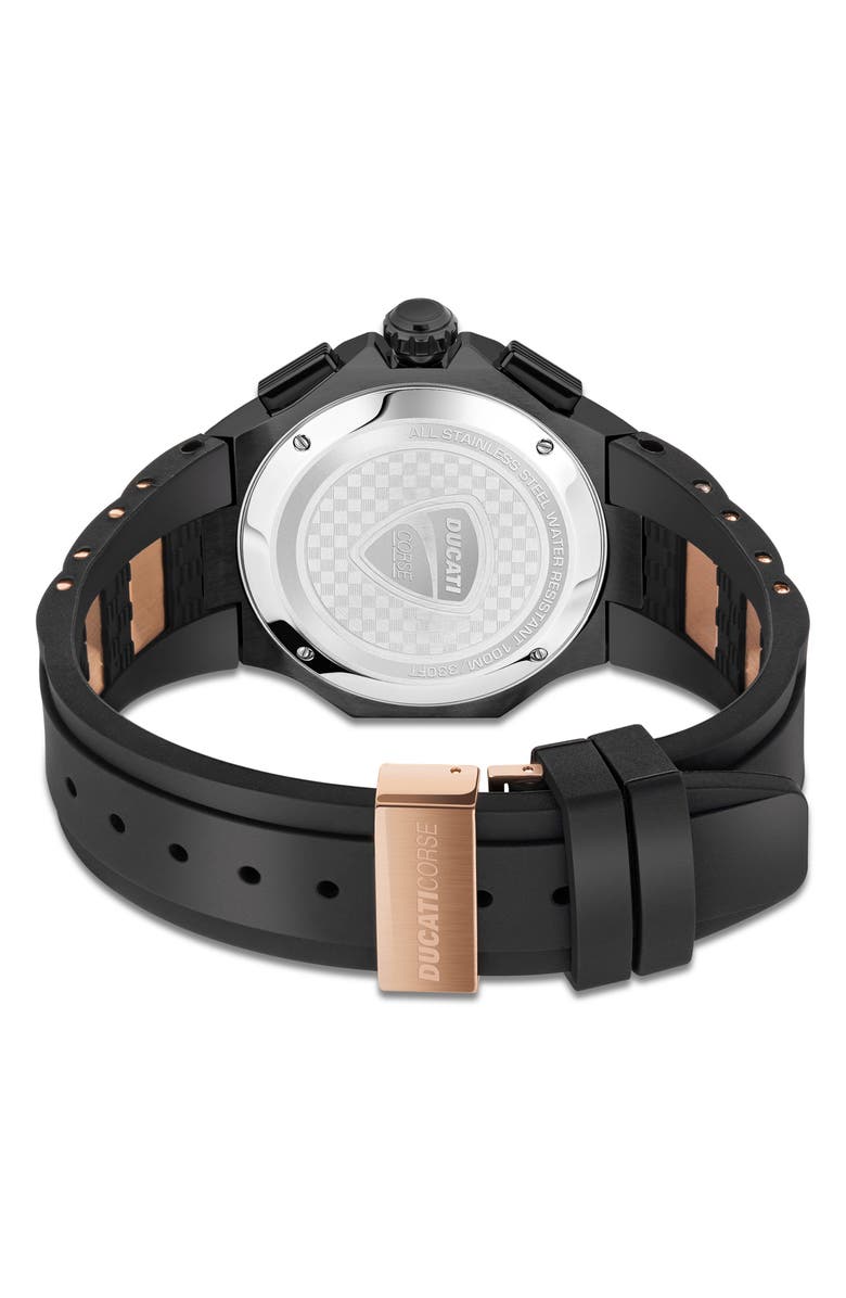 Ducati Corse Motore Chronograph Silicone Strap Watch, 49mm, Alternate, color, Black Multi
