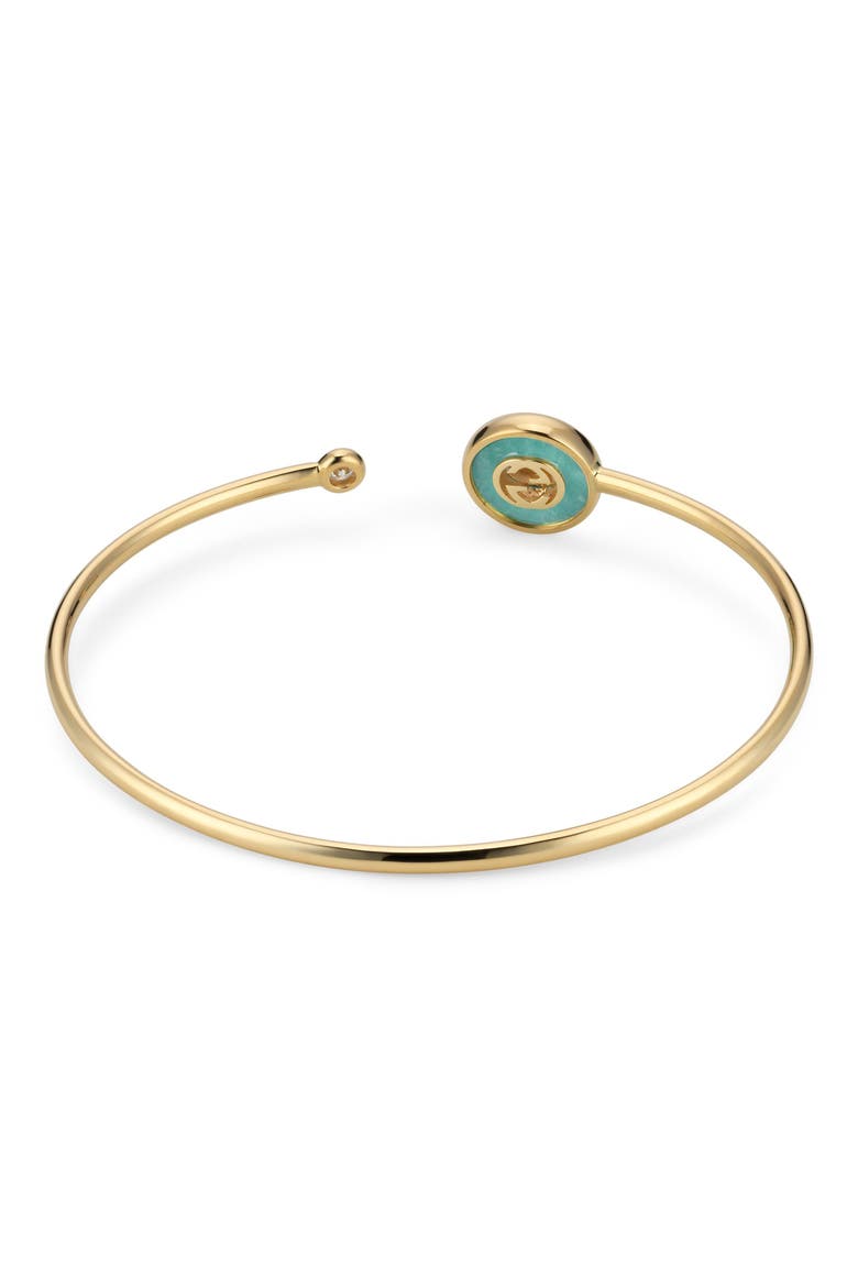 Interlocking GG 18K Gold & Diamond Bangle Bracelet, Alternate, color, TURQUOISE/ YELLOW GOLD