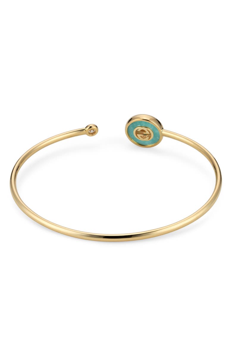 Gucci Interlocking GG 18K Gold & Diamond Bangle Bracelet, Alternate, color, Turquoise/ Yellow Gold