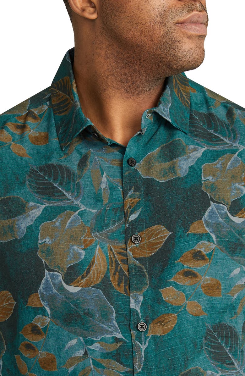 Johnny Bigg Darcy Leaf Print Short Sleeve Button-Up Shirt, Alternate, color, 