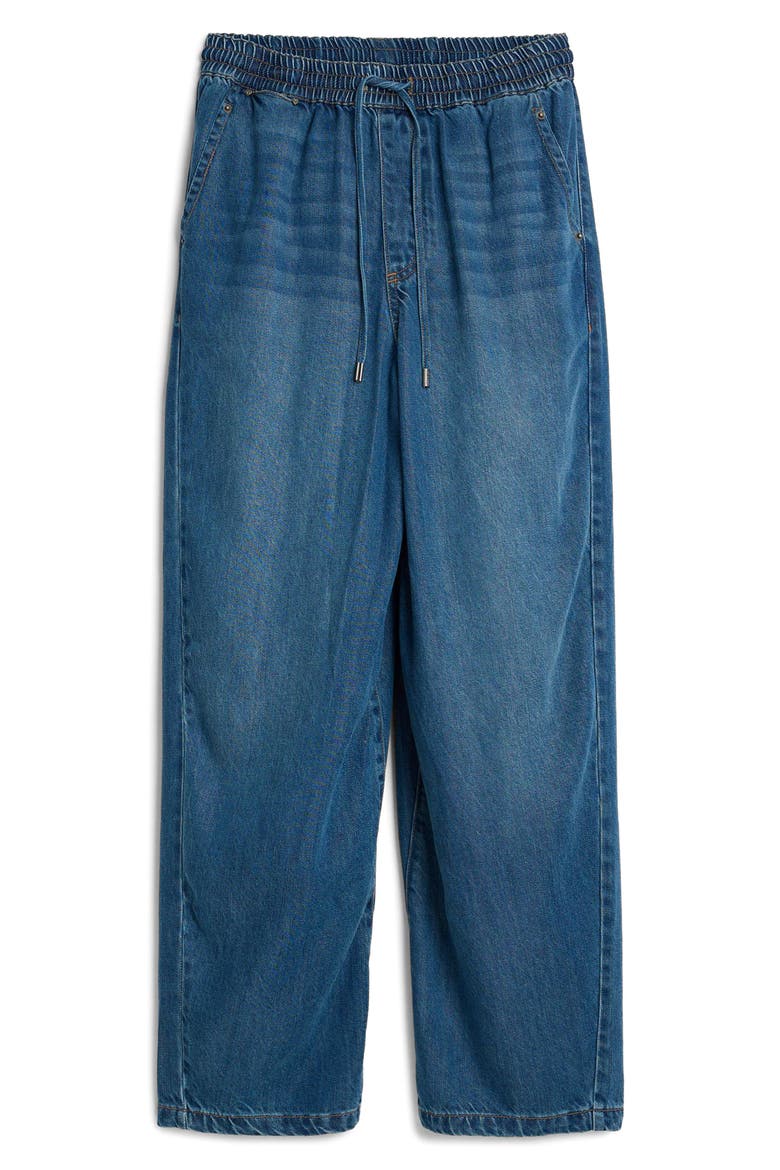 Drawstring Wide Leg Jeans, Alternate, color, MEDIUM BLUE