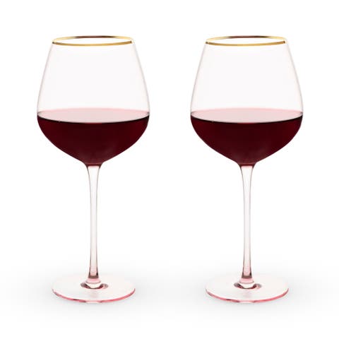 Rose Crystal Red Wine Glasses Set of 2