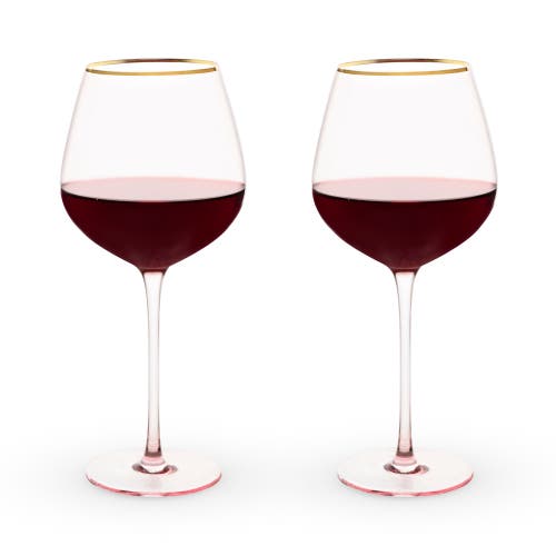 Twine Rose Crystal Red Wine Glasses Set Of 2 In Pink