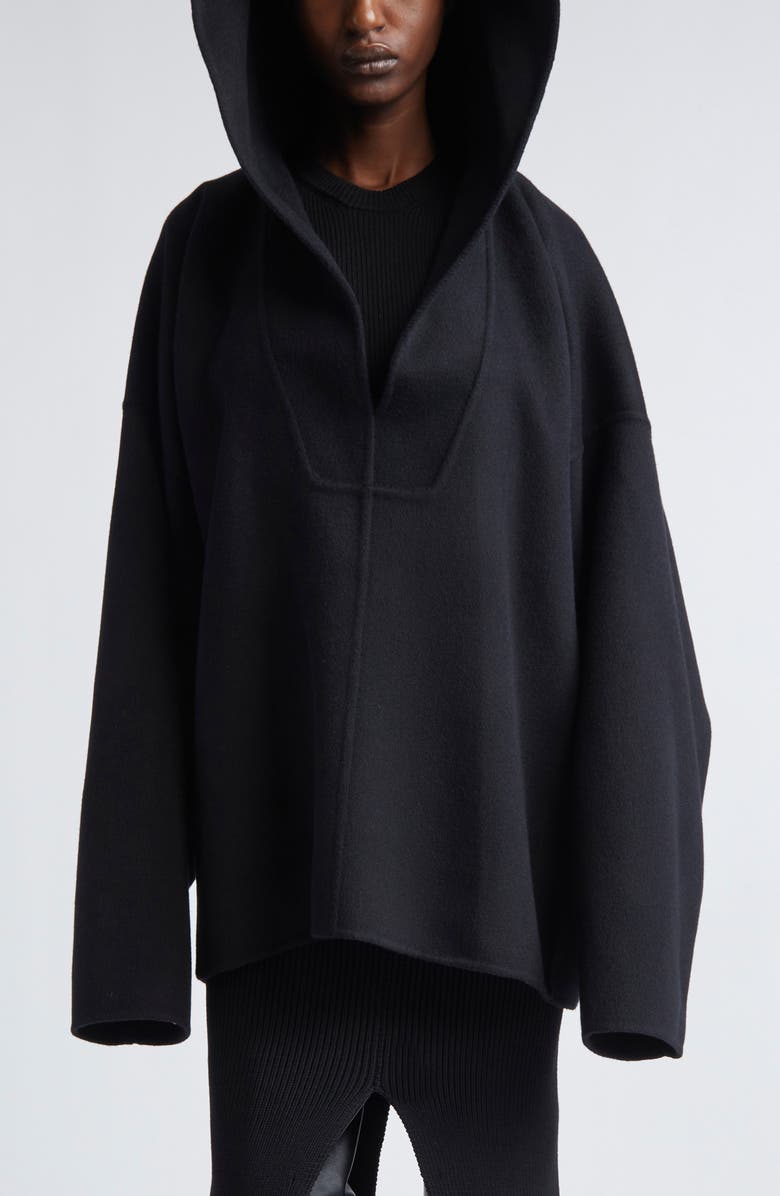 Rick Owens Hooded Cashmere Pullover, Main, color, Black