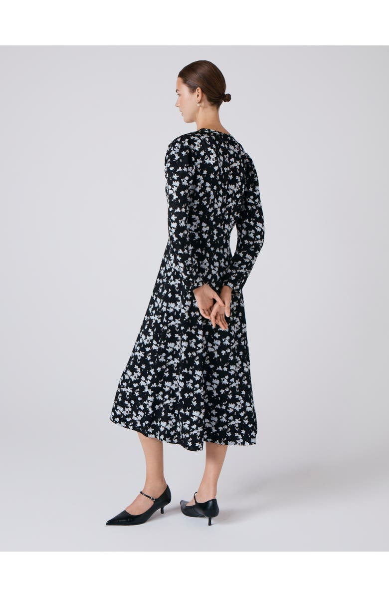 Ghost London Ana Floral Satin Midi Dress, Alternate, color, Black Floral