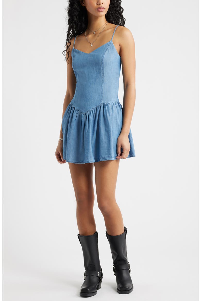 Cotton Chambray Minidress, Main, color, MEDIUM CHAMBRAY