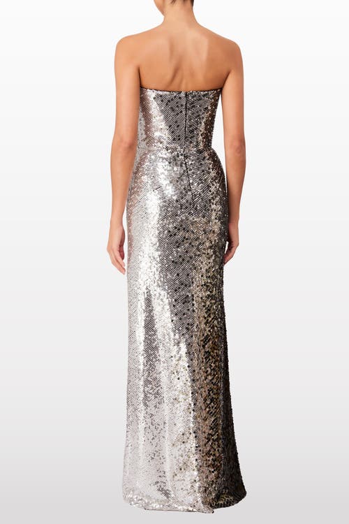 Jenny Packham Caron Sequin-embellished Strapless Maxi Dress In Silver