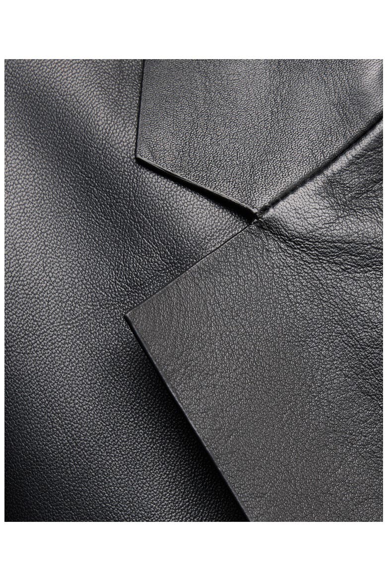 Peak Lapel Leather Coat, Alternate, color, BLACK