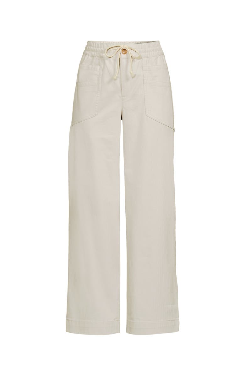 Lands' End Herringbone Chino High Rise Relaxed Straight Drawstring Ankle Pants, Alternate, color, Light Stone