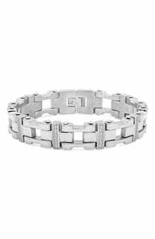 Men's Stainless Steel Crystal Link Bracelet
