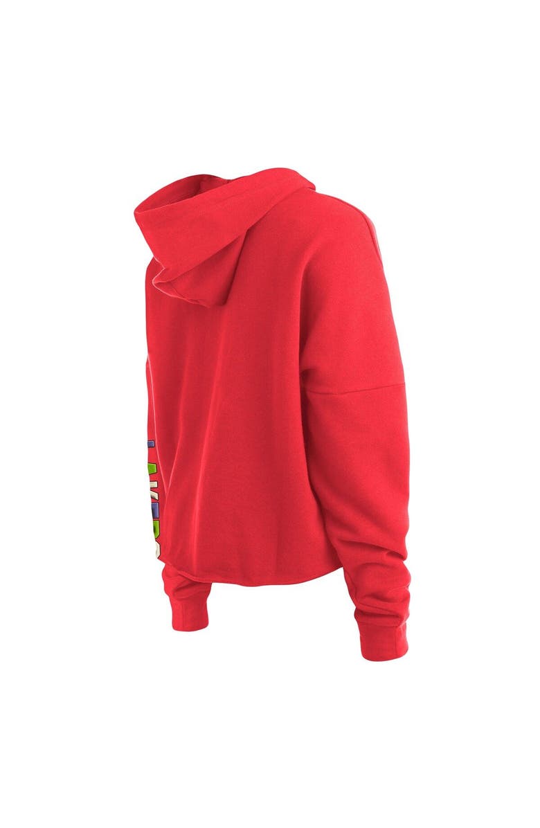 New Era Women's New Era Red Los Angeles Lakers Color Pack Cropped Top Pullover Hoodie, Alternate, color, Red