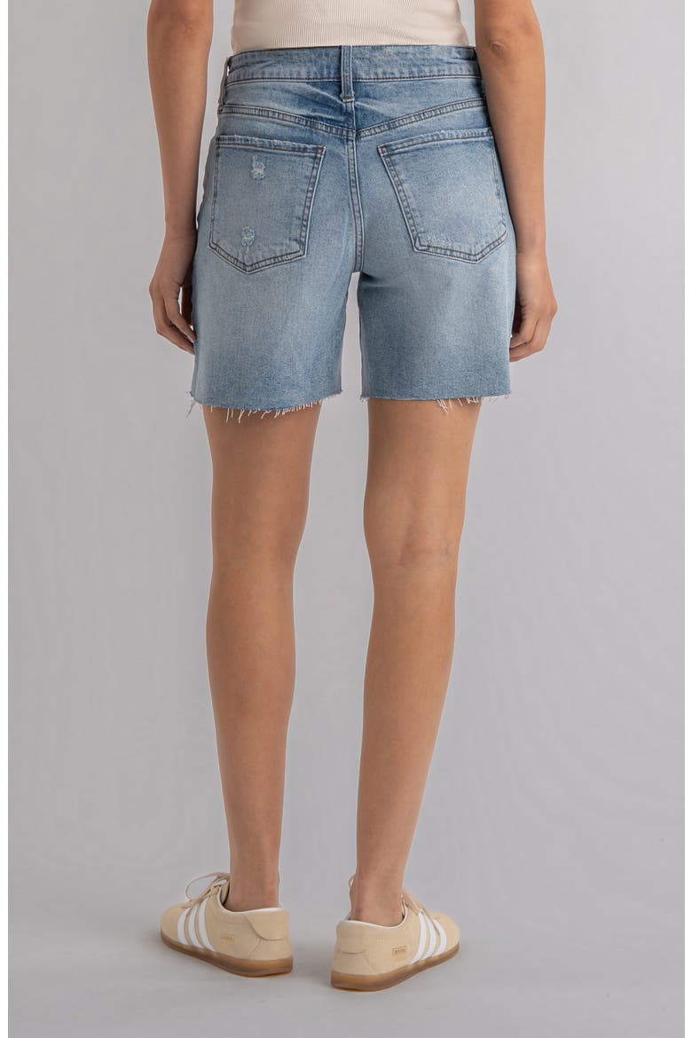 Hailey Raw Hem High Waist Denim Bermuda Shorts, Alternate, color, FOCUS