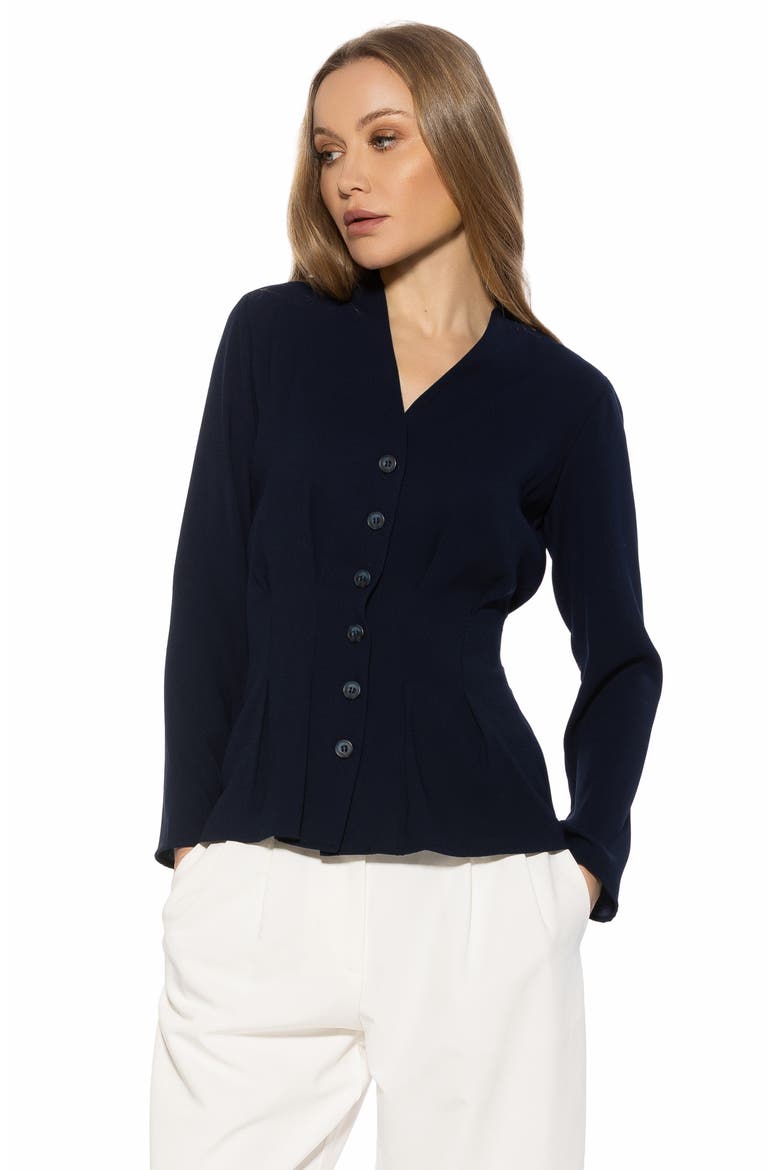 Amaris Cinched Waist Button-Up Shirt, Alternate, color, LAPIS