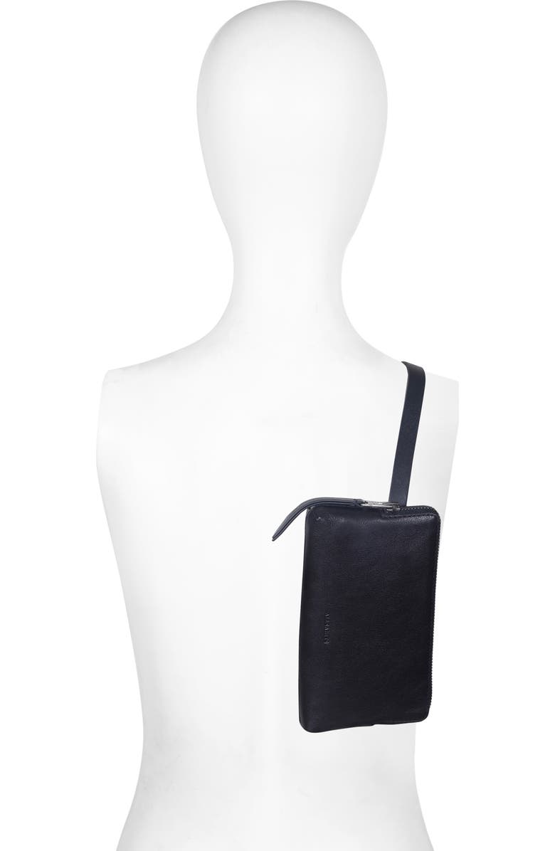 AllSaints Leather Belt Bag, Alternate, color, Black / Antique Nickel