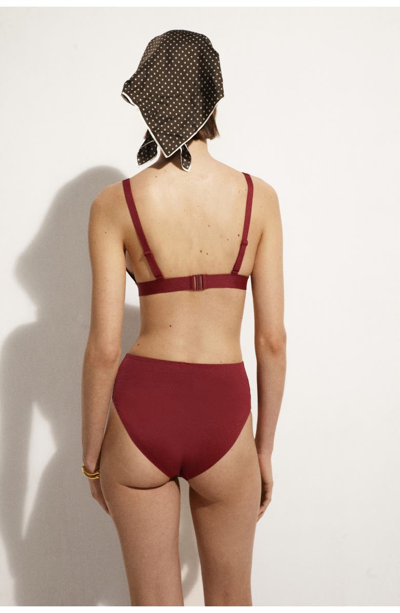 COS Bonded Scuba Knit V-Neck Bikini Top, Alternate, color, Dark Red