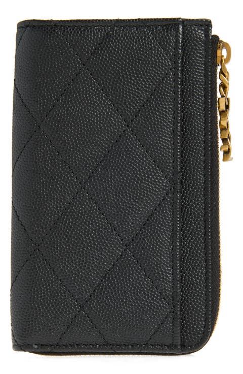 Cassandre Bijou Matelassé Grain de Poudre Leather Zip Card Case