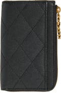 Saint Laurent Cassandre Bijou Matelassé Grain de Poudre Leather Zip Card Case