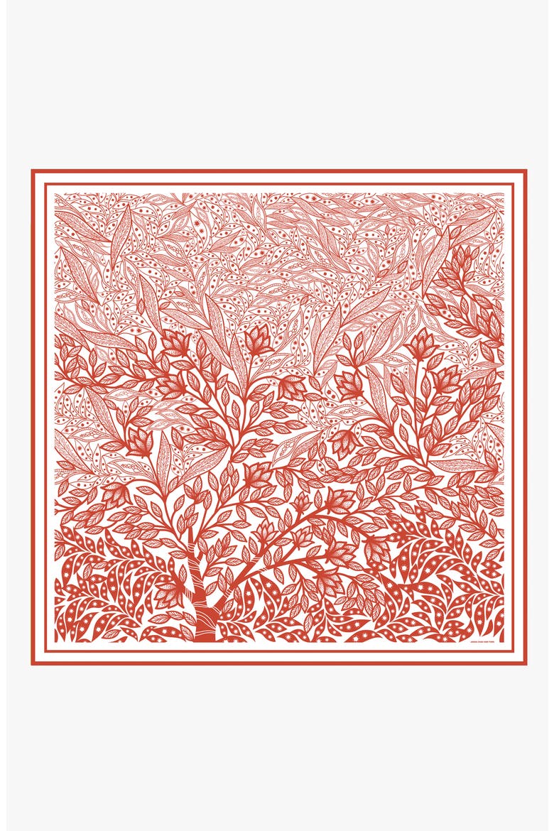 Double Sided Silk Scarf Of Scarlet Tree of Life, Main, color, Red