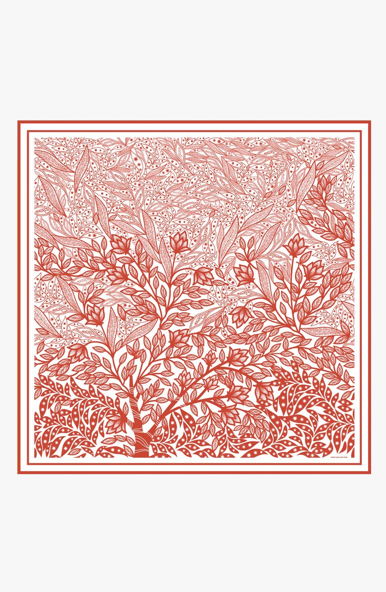 Jessie Zhao New York Double Sided Silk Scarf Of Scarlet Tree of Life, Main, color,