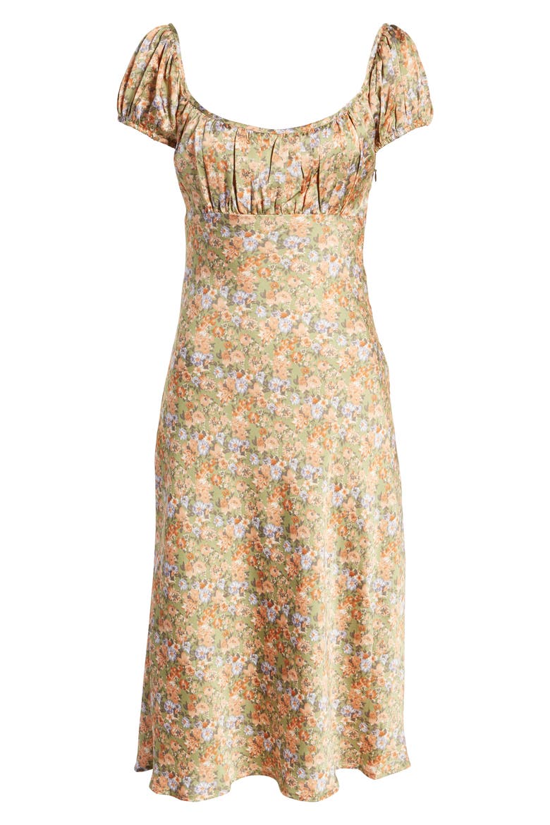 Floral Satin Midi Dress, Alternate, color, SAGE FLORAL