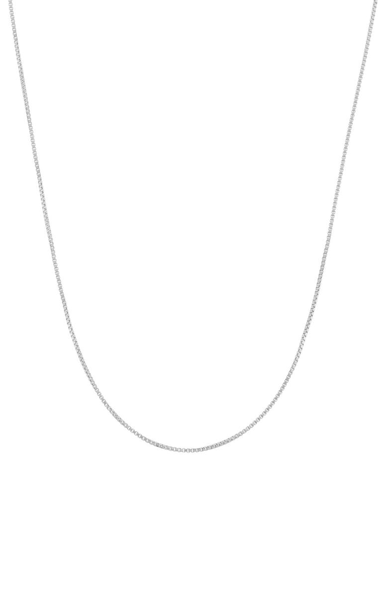 FZN Sterling Silver Adjustable Box Chain Necklace, Main, color, Silver