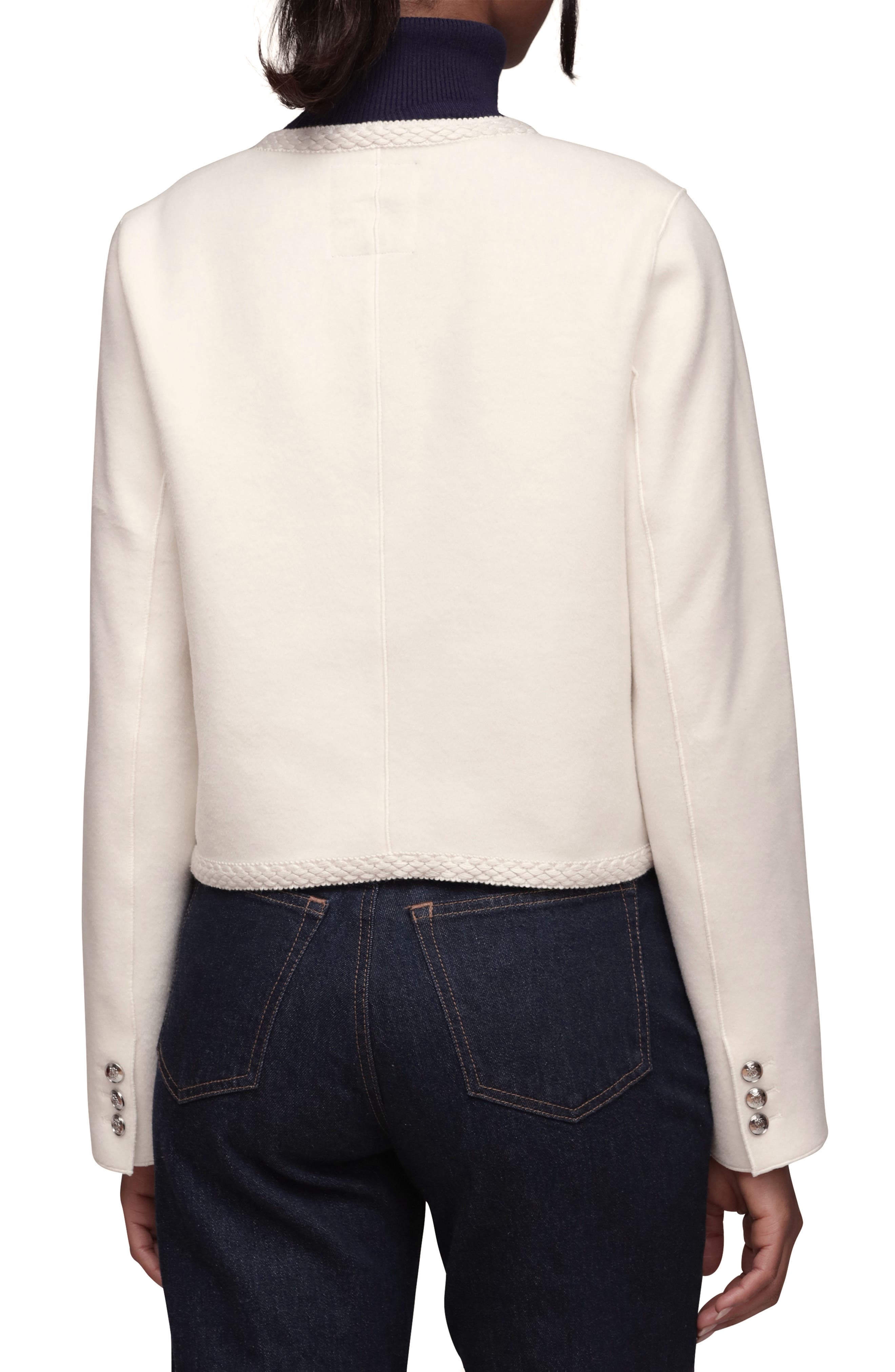 Cropped Collarless Jacket - image 4