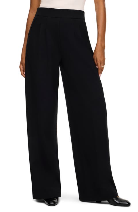 Pleated Ponte Wide Leg Pants