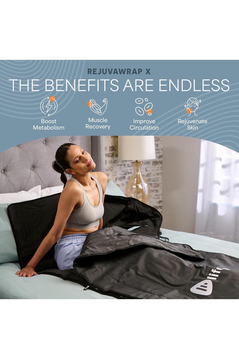 RejuvaWrap Infrared Sauna Blanket for Detox & Relaxation Low EMF Carbon Fiber Heating  9Temp Levels, Alternate, color, with Arm Holes