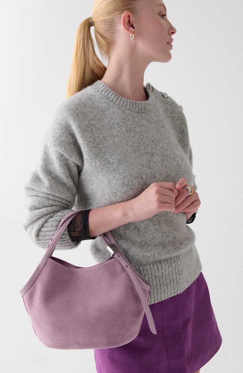 Kate Spade New York Small Deco Suede Tulip Tote, Alternate, color, Market Purple