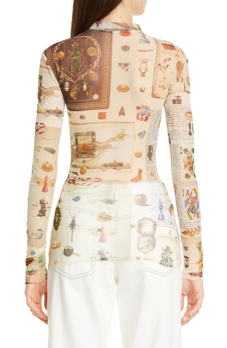 MONSE Victorian Print Body-Con Sheer Top, Alternate, color, 