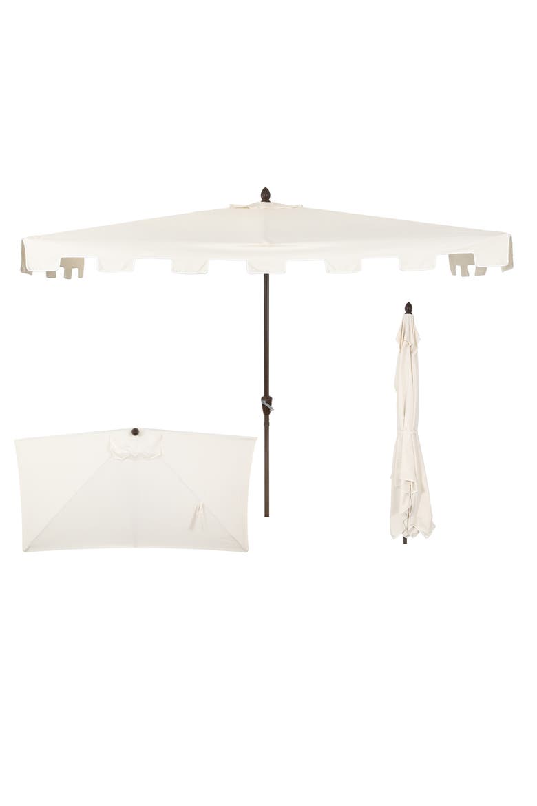 Sidney Coastal Half Patio Umbrella with Crank, UV-Resistant Space-Saving Wall-Hugging Aluminum Balcony Sun Shade, Main, color, Cream
