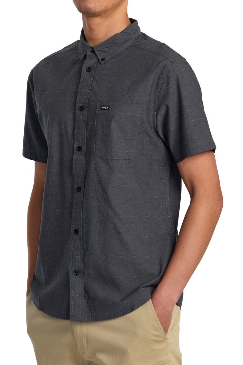 That'll Do Dobby Short Sleeve Button-Down Shirt, Alternate, color, BLACK