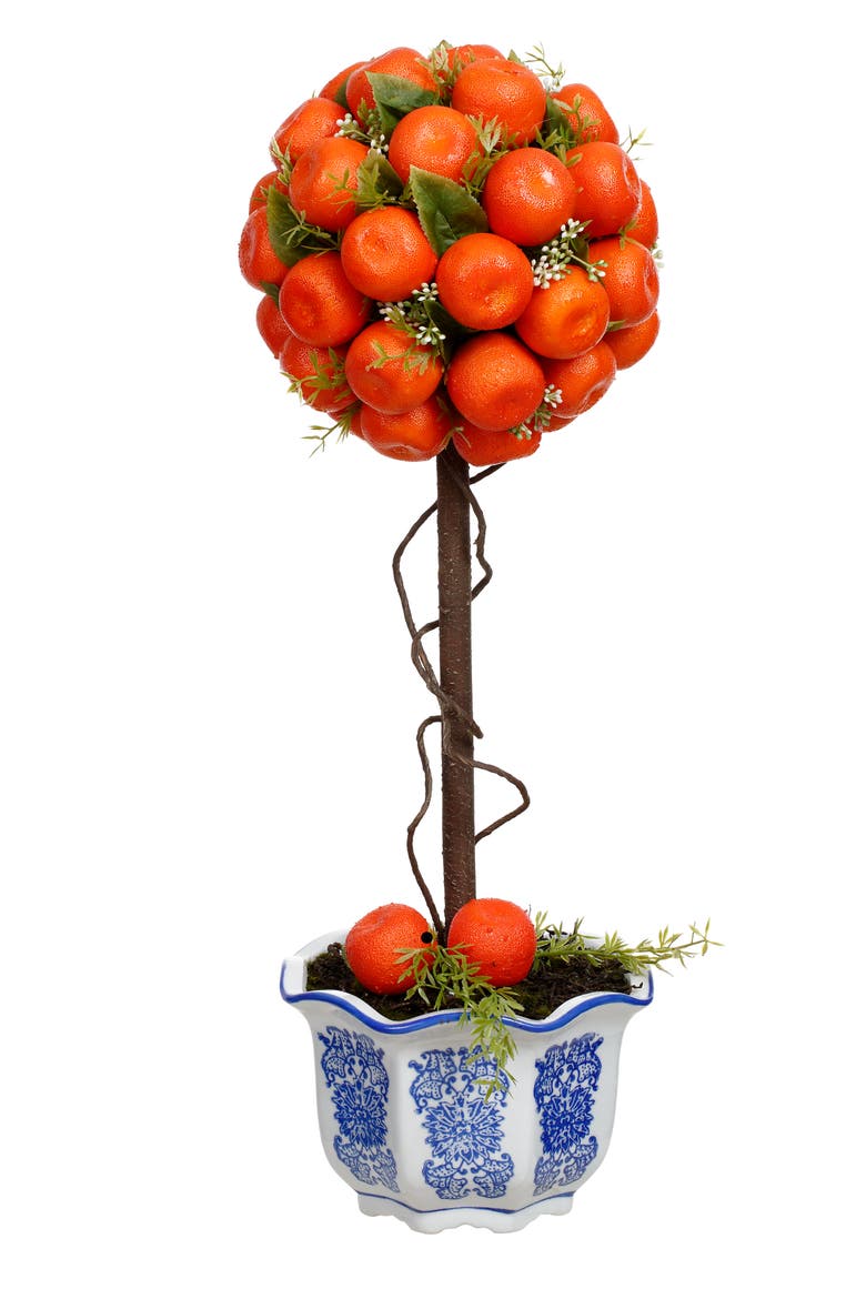 Potted Orange Topiary, Main, color, Orange