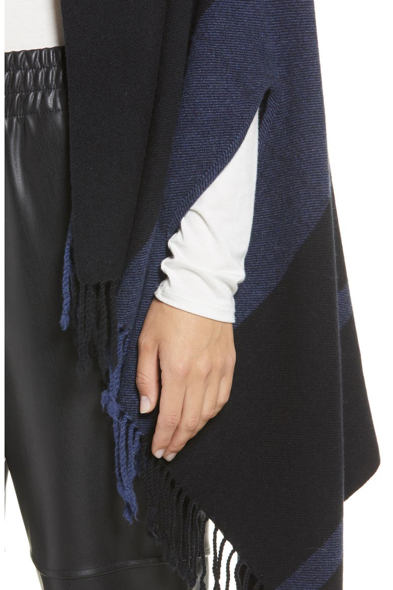 Stripe Wool & Cashmere Wrap, Alternate, color, BLACK COMBO