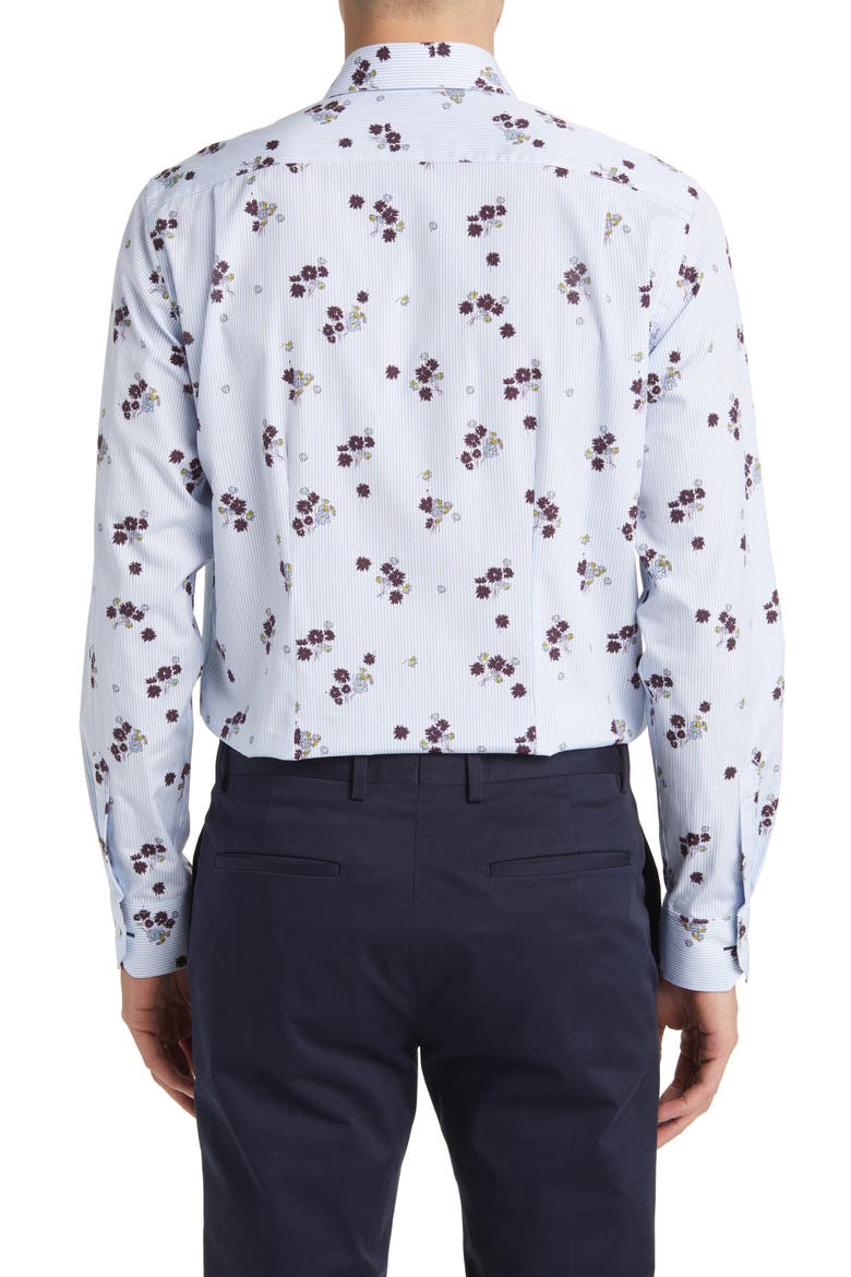 Tailored Fit Floral Stripe Cotton Dress Shirt, Alternate, color, LIGHT BLUE