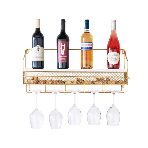 Twine Gold Wall Mounted Wine Rack & Cork Storage In Gold