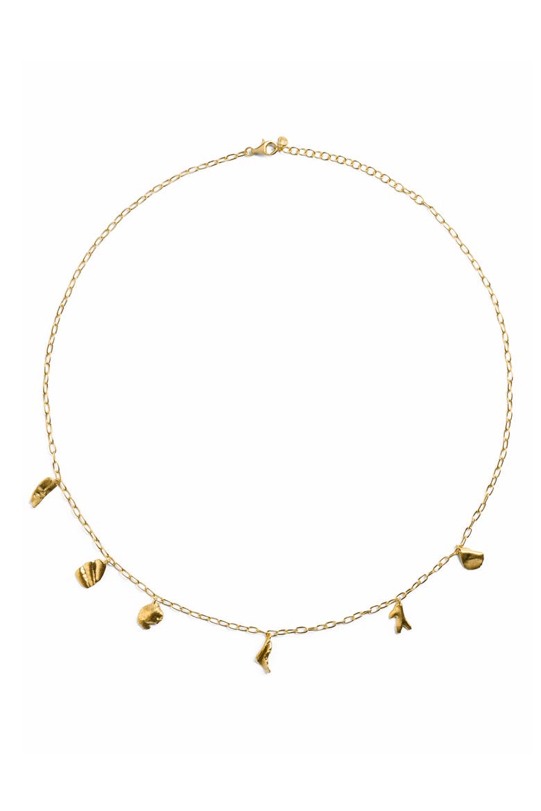 Fragments Asymmetric Charm Necklace, Main, color, 18K GOLD VERMEIL