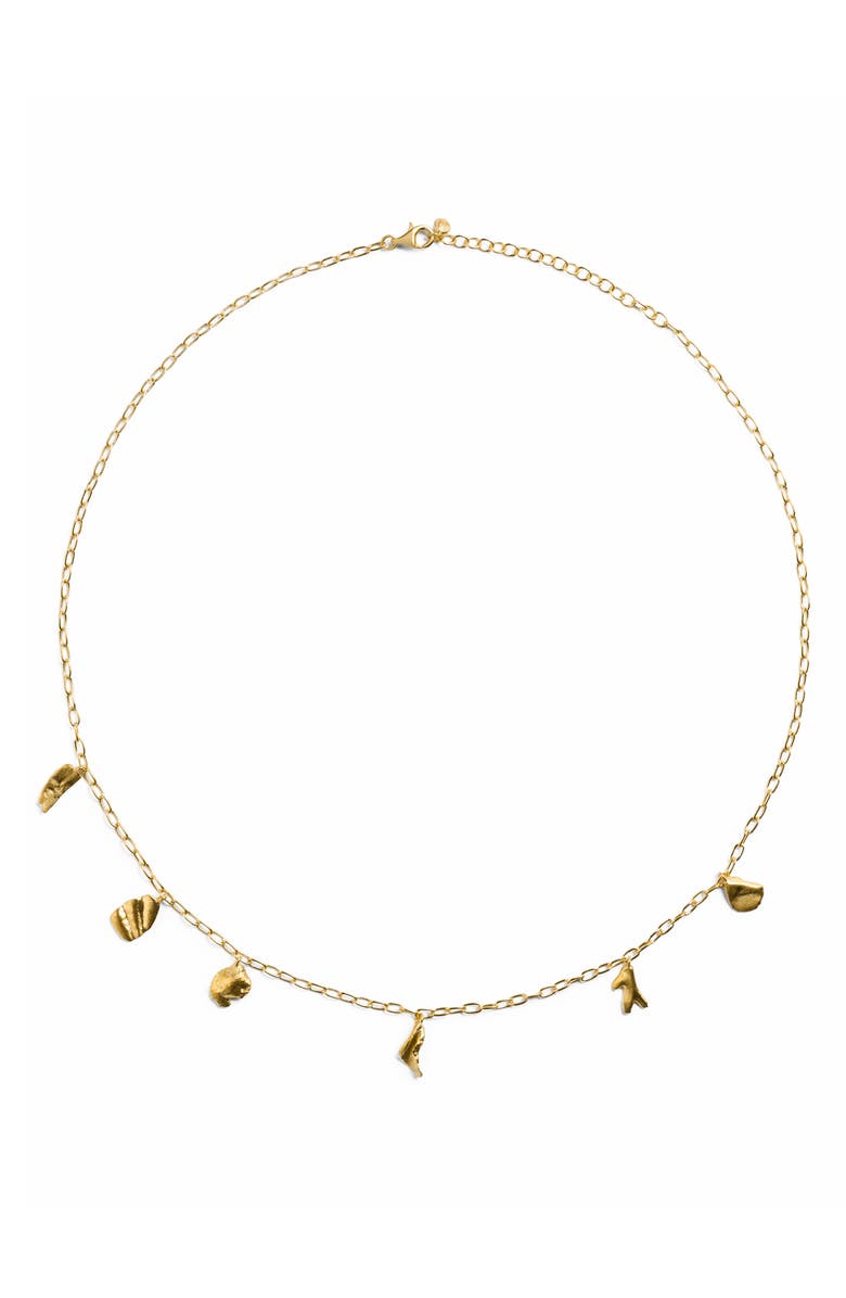 Monica Vinader Fragments Asymmetric Charm Necklace, Main, color, 18K Gold Vermeil